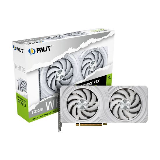 სურათი ვიდეო ბარათი NED4070019K9-1047L Palit RTX4070 WHITE 12GB GDDR6X 192bit 3-DP HDMI